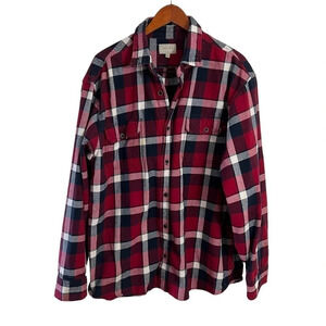 Jachs Mens Plaid Button Up Shirt Size XXL Heavyweight Long Sleeves Red Navy